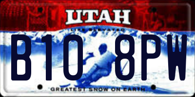 UT license plate B108PW