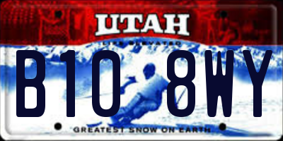 UT license plate B108WY