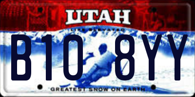 UT license plate B108YY