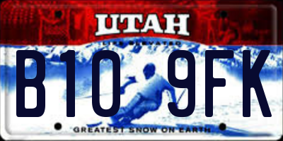UT license plate B109FK