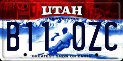 UT license plate B110ZC
