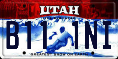 UT license plate B111NI