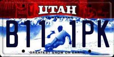 UT license plate B111PK