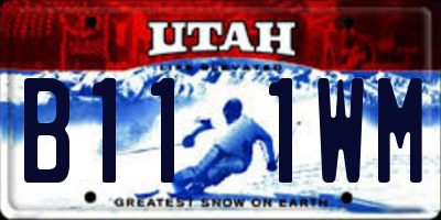 UT license plate B111WM