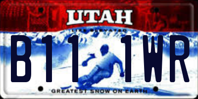 UT license plate B111WR