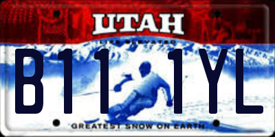 UT license plate B111YL
