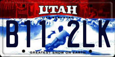 UT license plate B112LK