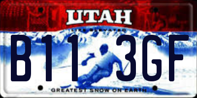 UT license plate B113GF