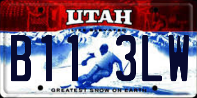 UT license plate B113LW
