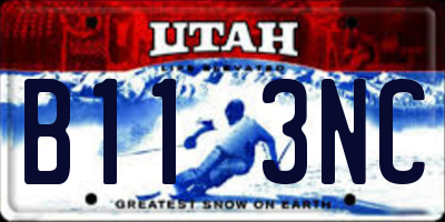 UT license plate B113NC
