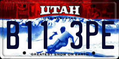UT license plate B113PE
