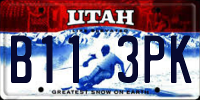 UT license plate B113PK