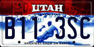 UT license plate B113SC
