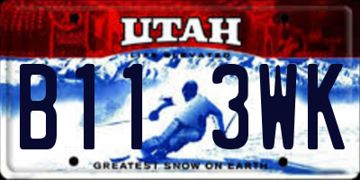 UT license plate B113WK