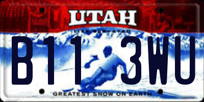 UT license plate B113WU