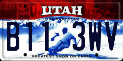 UT license plate B113WV