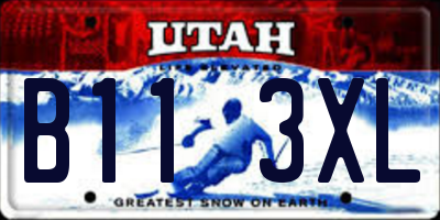 UT license plate B113XL