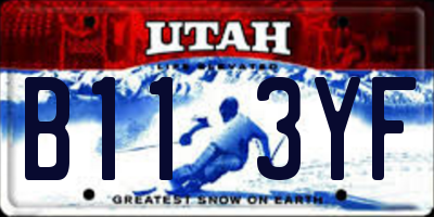 UT license plate B113YF