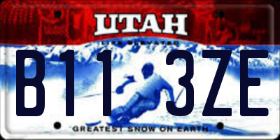 UT license plate B113ZE