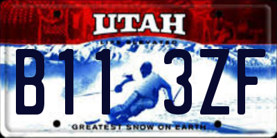 UT license plate B113ZF