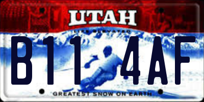 UT license plate B114AF