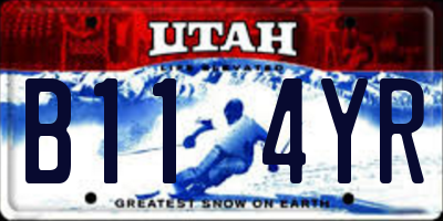 UT license plate B114YR