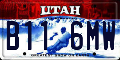 UT license plate B116MW