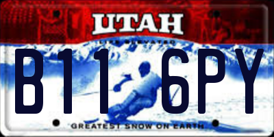 UT license plate B116PY