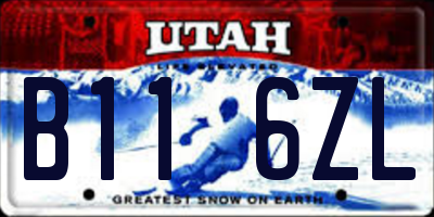 UT license plate B116ZL