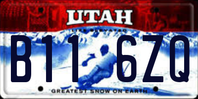 UT license plate B116ZQ