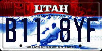 UT license plate B118YF
