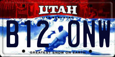 UT license plate B120NW