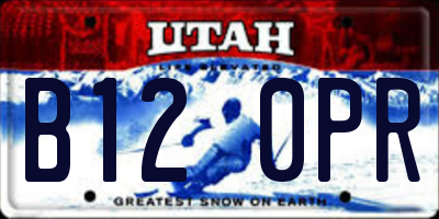 UT license plate B120PR