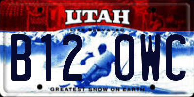 UT license plate B120WC