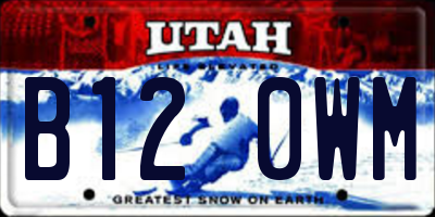 UT license plate B120WM