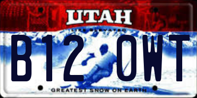 UT license plate B120WT