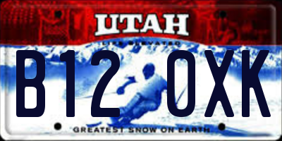 UT license plate B120XK