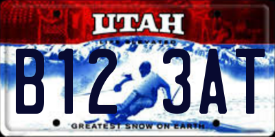 UT license plate B123AT