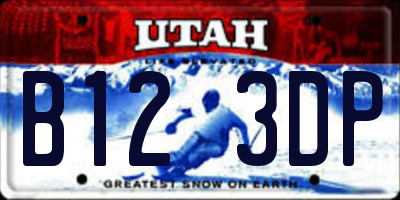 UT license plate B123DP