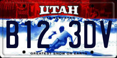 UT license plate B123DV