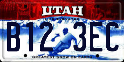 UT license plate B123EC