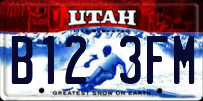 UT license plate B123FM