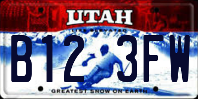 UT license plate B123FW