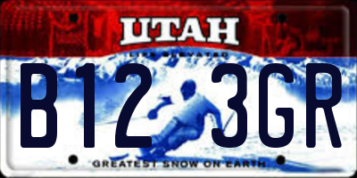 UT license plate B123GR