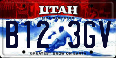 UT license plate B123GV