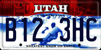 UT license plate B123HC