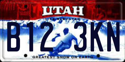 UT license plate B123KN