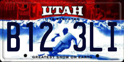 UT license plate B123LI