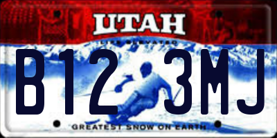 UT license plate B123MJ