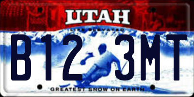 UT license plate B123MT